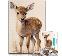 1000 Piece Puzzle Cute Deer Fawn Painting 1000 Pieces Jigsaw Puzzle For Adults Teens,Artists Collection, Fine Art for Age 14 Years Up 75x50cm