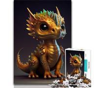 1000 Piece Puzzle Cute Golden Dragon Jigsaws 1000 Pieces for Adults,Challenging Game And Family Play Birthday Present, Gifts, Wall Art 26x38cm