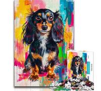 1000 Piece Puzzle Dachshund Dog Puzzles 1000 Pieces for Teenagers,Stress Reliever Difficult Challenge Unique Home Decor And Gifts 75x50cm