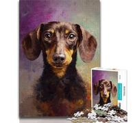 1000 Piece Puzzle Dachshund Oil Painting Puzzles for Adults Teens 1000 Pieces,Toys Educational Games Stress Relieving Enhance Love between Couples (26x38cm)