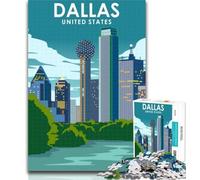 1000 Piece Puzzle Dallas Texas United States 1000 Piece Jigsaw Puzzles for Teenagers,Charcoal Art Staycation Kill Time for Home Decoration 75x50cm