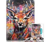 1000 Piece Puzzle Deer Graffiti 1000 Piece Jigsaw Puzzles for Teenagers,Educational Toys & Games for Adults And Teenagers 26x38cm
