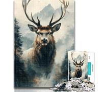 1000 Piece Puzzle Deer in Mountains And Rivers 1000 Piece Jigsaw Puzzles for Teenagers Gifts,Artists Collection, Fine Art for Age 14+ 50x75cm
