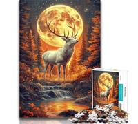 1000 Piece Puzzle Deer Under The Full Moon Jigsaw Puzzles 1000 Pieces for Adults Teens,Learning Educational Toy for Is Ideal As A Gift for The Whole Family 26x38cm