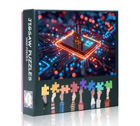1000-Piece Puzzle - Digital Cybersecurity 50x70cm Collectible Art for Wall Decor, Futuristic Circuit Board and Microchips Puzzles Family Challenge Night & Adults