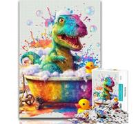 1000 Piece Puzzle Dinosaur Taking A Bath Jigsaw Puzzle 1000 Pieces for Teenagers,Challenging Game And Family Play Secret Santa Gifts 26x38cm