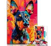 1000 Piece Puzzle Doberman Pinscher Jigsaw Puzzle 1000 Pieces for Teenagers,Educational Games Home Decoration Artists Collection, Fine Art 26x38cm