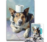 1000 Piece Puzzle Dog Playing with Toilet Paper 1000 Piece Jigsaw Puzzle for Adults Teens,Train Your Brain And Hands Gifts for Friends And Family 50x75cm