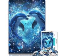1000 Piece Puzzle Dolphin Couple 1000 Piece Jigsaw Puzzles for Adults & Teens,Classic Educational Games Beautiful Decoration 26x38cm