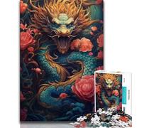 1000 Piece Puzzle Dragons And Flowers Puzzles for Adults Teens 1000 Pieces,Educational Game for Birthday, Chrismas for Ages 14+ (50x75cm)