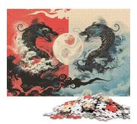 1000 Piece Puzzle Dragons Yin Yang Zen Moon Rectangular Jigsaw Puzzles Paperboard Puzzles Difficult And Challenge 38x26cm/1000pcs