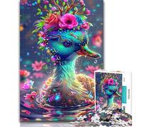 1000 Piece Puzzle Ducks with Flower Crowns Jigsaw Puzzles for Teenagers 1000 Piece,Educational Toys Is Ideal As A Gift for The Whole Family 26x38cm