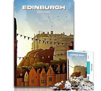 1000 Piece Puzzle Edinburgh Travel Art 1000 Piece Jigsaw Puzzles for Teenagers,Charcoal Art Staycation Kill Time for Home Decoration 75x50cm
