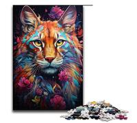 1000 Piece Puzzle Educational Games Bobcat's Colorful Psychedelic Jigsaw Puzzles for Adults Wooden Jigsaw For Family Fun & Game Night 1000 PCS(75x50cm)