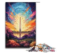 1000 Piece Puzzle Educational Games Colorful Psychedelia of The Washington Monument Jigsaw Puzzles for Adults Wooden Jigsaw For Family Fun & Game Night 1000 PCS(38x26cm)
