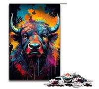 1000 Piece Puzzle Educational Games Colorful Psychedelic of A Buffalo Ink Painting Jigsaw Puzzles for Adults Wooden Jigsaw For Family Fun & Game Night 1000 PCS(75x50cm)
