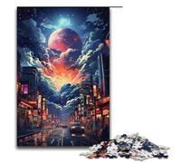 1000 Piece Puzzle Educational Games Colorful Psychedelic of A Tokyo Neon Jigsaw Puzzles for Adults Wooden Jigsaw For Family Fun & Game Night 1000 PCS(38x26cm)