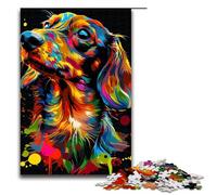 1000 Piece Puzzle Educational Games Dachshund Dog Art Jigsaw Puzzles for Adults Wooden Jigsaw For Family Fun & Game Night 1000 PCS(75x50cm)