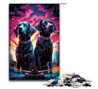 1000 Piece Puzzle Educational Games Dog Standing near Airplane at Night Jigsaw Puzzles for Adults Wooden Jigsaw For Family Fun & Game Night 1000 PCS(75x50cm)