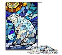 1000 Piece Puzzle Educational Games Ice Bear Stained Glass Jigsaw Puzzles for Adults Wooden Jigsaw For Family Fun Game Night 75x50cm