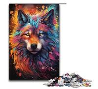 1000 Piece Puzzle Educational Games Nebula Wolf's Colorful Psychedelic Jigsaw Puzzles for Adults Wooden Jigsaw For Family Fun & Game Night 1000 PCS(38x26cm)