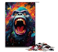 1000 Piece Puzzle Educational Games Painting of Colorful Angry Orangutan Jigsaw Puzzles for Adults Wooden Jigsaw For Family Fun & Game Night 1000 PCS(75x50cm)