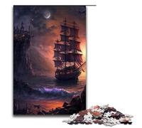 1000 Piece Puzzle Educational Games Pirate Ships Landscape Jigsaw Puzzles for Adults Wooden Jigsaw For Family Fun & Game Night 75x50cm