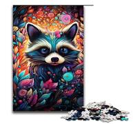 1000 Piece Puzzle Educational Games Psychedelic Animal Raccoon Jigsaw Puzzles for Adults Wooden Jigsaw For Family Fun & Game Night 75x50cm