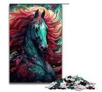 1000 Piece Puzzle Educational Games Psychedelic Colored Horses Jigsaw Puzzles for Adults Wooden Jigsaw For Family Fun & Game Night 1000 PCS(75x50cm)