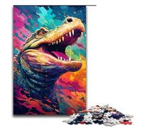 1000 Piece Puzzle Educational Games There Are Lots of Colorful Splashes Around The Crocodil Jigsaw Puzzles for Adults Wooden Jigsaw For Family Fun Game Night 75x50cm
