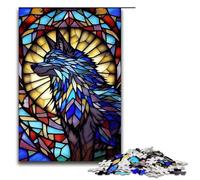1000 Piece Puzzle Educational Games Wolf Stained Glass Style Jigsaw Puzzles for Adults Wooden Jigsaw For Family Fun Game Night 75x50cm