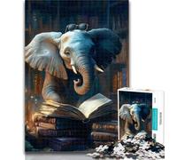 1000 Piece Puzzle Elephant Reading A Book 1000 Piece Jigsaw Puzzles for Teenagers,learning Educational Toys Unique Home Decor And Gifts 26x38cm