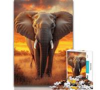 1000 Piece Puzzle Elephants at Sunset Jigsaw Puzzle 1000 Pieces for Teenagers,Educational Game Challenge Toy for Women And Men 50x75cm