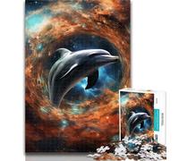 1000 Piece Puzzle Fantasy Animal Dolphin 1000 Piece Jigsaw Puzzles for Teenagers,Charcoal Art Staycation Kill Time for Home Decoration 26x38cm