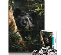 1000 Piece Puzzle Fantasy Black Bear 1000 Piece Jigsaw Puzzles for Teenagers,Charcoal Art Staycation Kill Time for Home Decoration 26x38cm