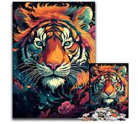 1000 Piece Puzzle Fierce Painting Fire Tiger Wooden Jigsaw Puzzles for Adults for Teenagers & Teens, Ideal Birthday 1000 PCS(75x50cm)