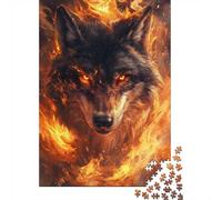 1000 Piece Puzzle, Flaming Wolf Fury, 70x50cm/1000pcs