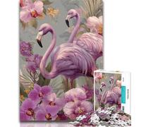 1000 Piece Puzzle Flamingo Flowers 1000 Pieces Jigsaw Puzzle For Adults Teens,Toy Intellectual Game Artists Collection, Fine Art 26x38cm