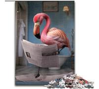 1000 Piece Puzzle Flamingo Reading Newspaper Wooden Jigsaw Ideal for And Family Fun for Holidays, Birthdays size 50x75cm