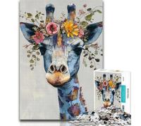 1000 Piece Puzzle Flower Giraffe Jigsaw Puzzle 1000 Pieces for Teenagers,Decompressing Intellectual Educational Toy Birthday Present, Gifts 26x38cm