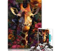 1000 Piece Puzzle Flower Giraffe Jigsaws Puzzles 1000 Pieces for Teenagers Gifts,Challenging Difficult with Fully Interlocking Randomly Shaped Pieces 26x38cm
