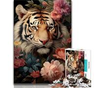 1000 Piece Puzzle Flowers And Tigers 1000 Piece Jigsaw Puzzles for Adults & Teens,Challenging Game for The Whole for Women, Gifts for Men (50x75cm)
