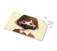 1000 Piece Puzzle For Adults A Girl With Short Brown Hair Wearing A Black Mask Picture Puzzle 300 Piece Puzzles Puzzle Board(1000PCS)