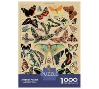 1000 Piece Puzzle for Adults, Adolphe Millot Butterfly Artwork, Mindfulness Activity, for Puzzle Lovers, Durable Puzzle Pieces, 38x26cm/1000pcs