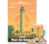 1000 Piece Puzzle For Adults Affiche Phare Des Baleines, Brain Teaser Game, Interesting Stress Reduction, Every Piece Is Unique 38x26cm
