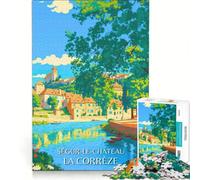 1000 Piece Puzzle For Adults Affiche Ségur Le Château Corrèze, Brain Teaser Game, Interesting Stress Reduction, Every Piece Is Unique 38x26cm