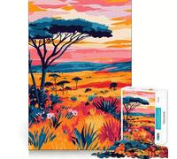 1000-piece Puzzle for Adults African Sunset Landscape Premium Cut Play Smart Mind Activity Peace Fun Time Birthday Art Play (38x26cm)