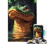 1000 Piece Puzzle For Adults Alligator in The Rain 1000 Jigsaw Puzzle Home Decoration Toys Difficult Hard Christmas Birthday Gifts (38x26cm)