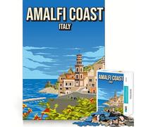1000-piece Puzzle for Adults Amalfi Coast Italy Vintage Travel Poster Precise Cut Art Thinking Game Play Leisure Time Fun Birthday Art Play (50x75cm)