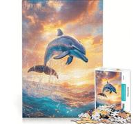 1000 Piece Puzzle For Adults Amazing Dolphins, Impossible Game, Fun Activities at Home, Christmas Birthday Gifts 38x52cm